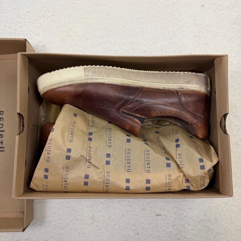 BED|STU Men’s Harry Tan Rustic Leather Slip On Sneaker Size 12 - Picture 7 of 8